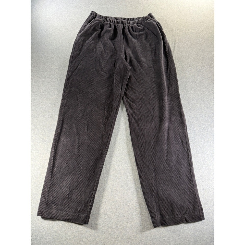 Lands End Sport Knit Tapered Leg Corduroy Pants navy blue Womens Medium 10-12